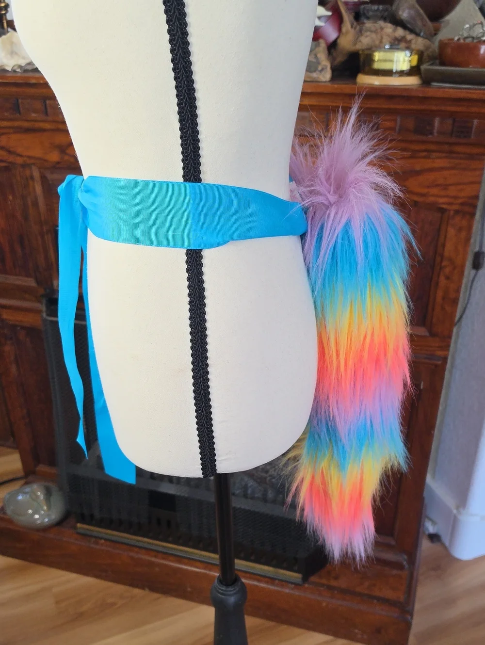 Rainbow Faux Fur Tail Belt by Justice